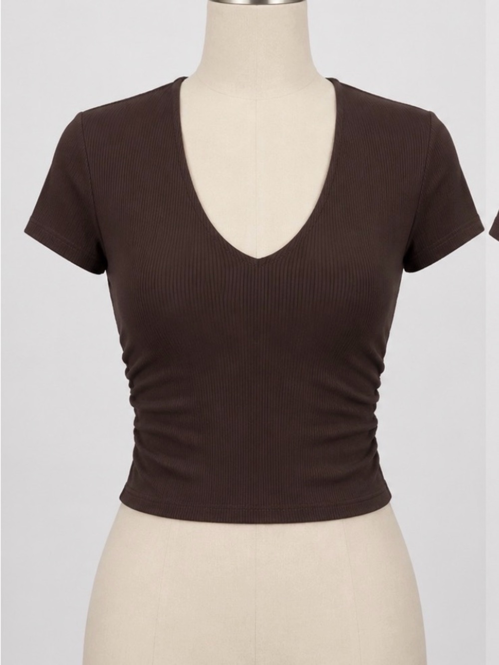 Lululemon all it takes Sequoia Brown V-Neck Ribbed Crop Top - Women size 6